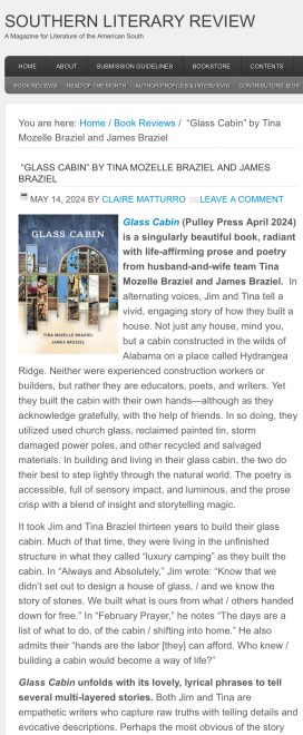 Southern Literary Review on Glass Cabin